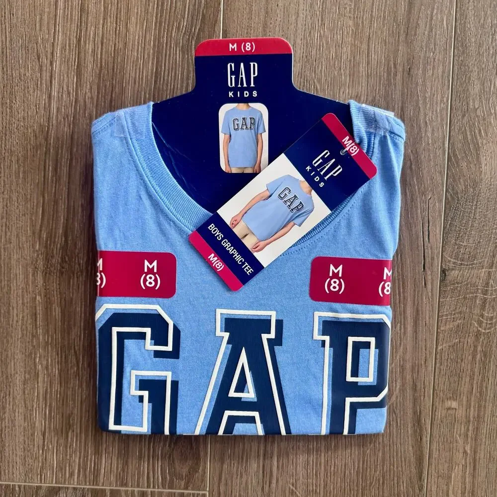 Gap Logo Graphic Tshirt Blue Kids Medium / 8 Basic Classic NEW